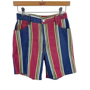 BONGO Vintage Y2K Women's Size 9 Striped Denim High Waisted 100% Cotton Shorts